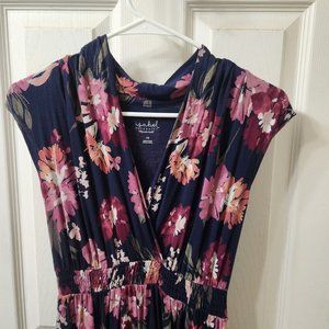 Isabel Maternity Navy and Pink Floral Dress